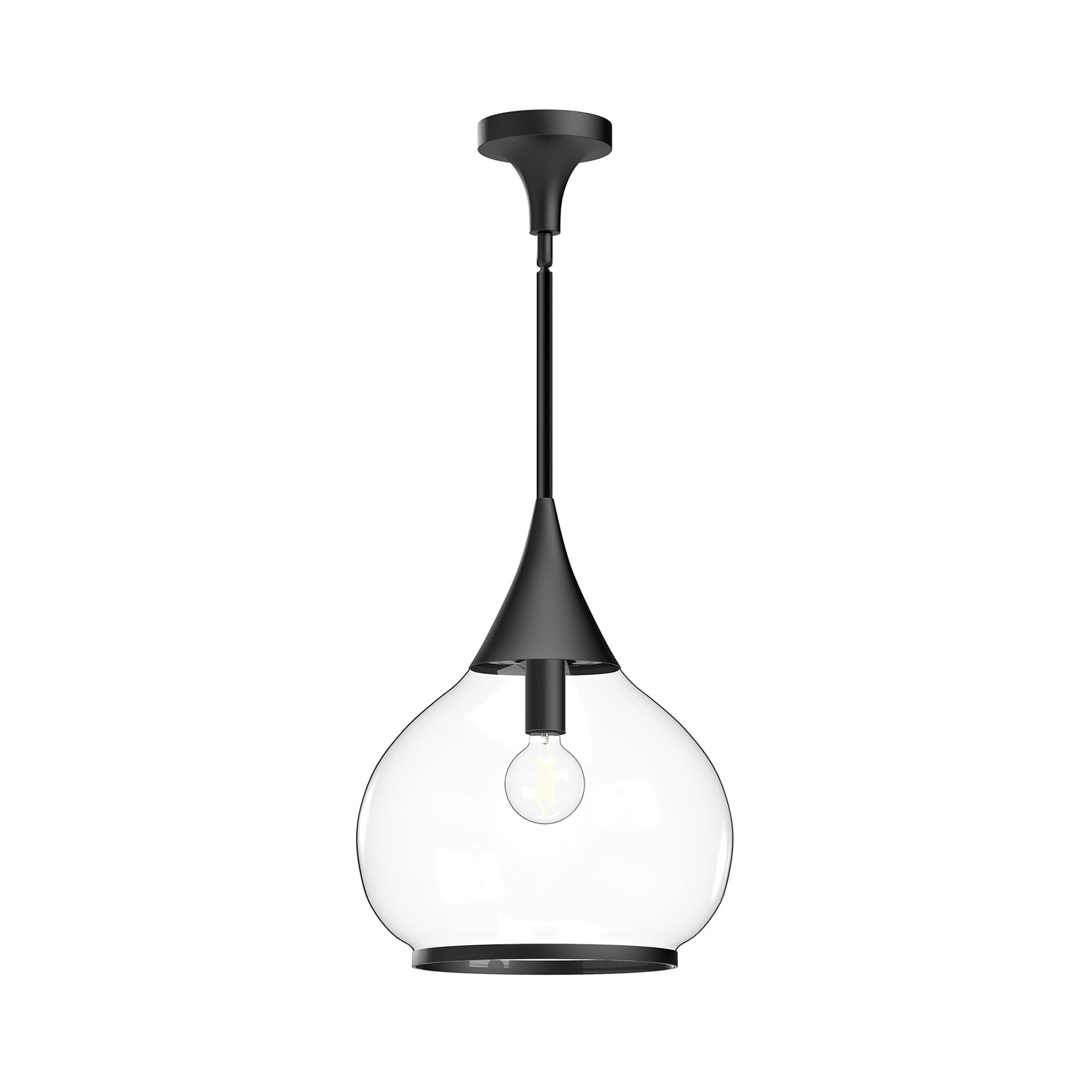 Hazel 14-in Clear Glass/Matte Black 1 Light Pendant