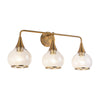 Hazel 26-in Aged Gold/Clear Glass 3 Lights Vanity