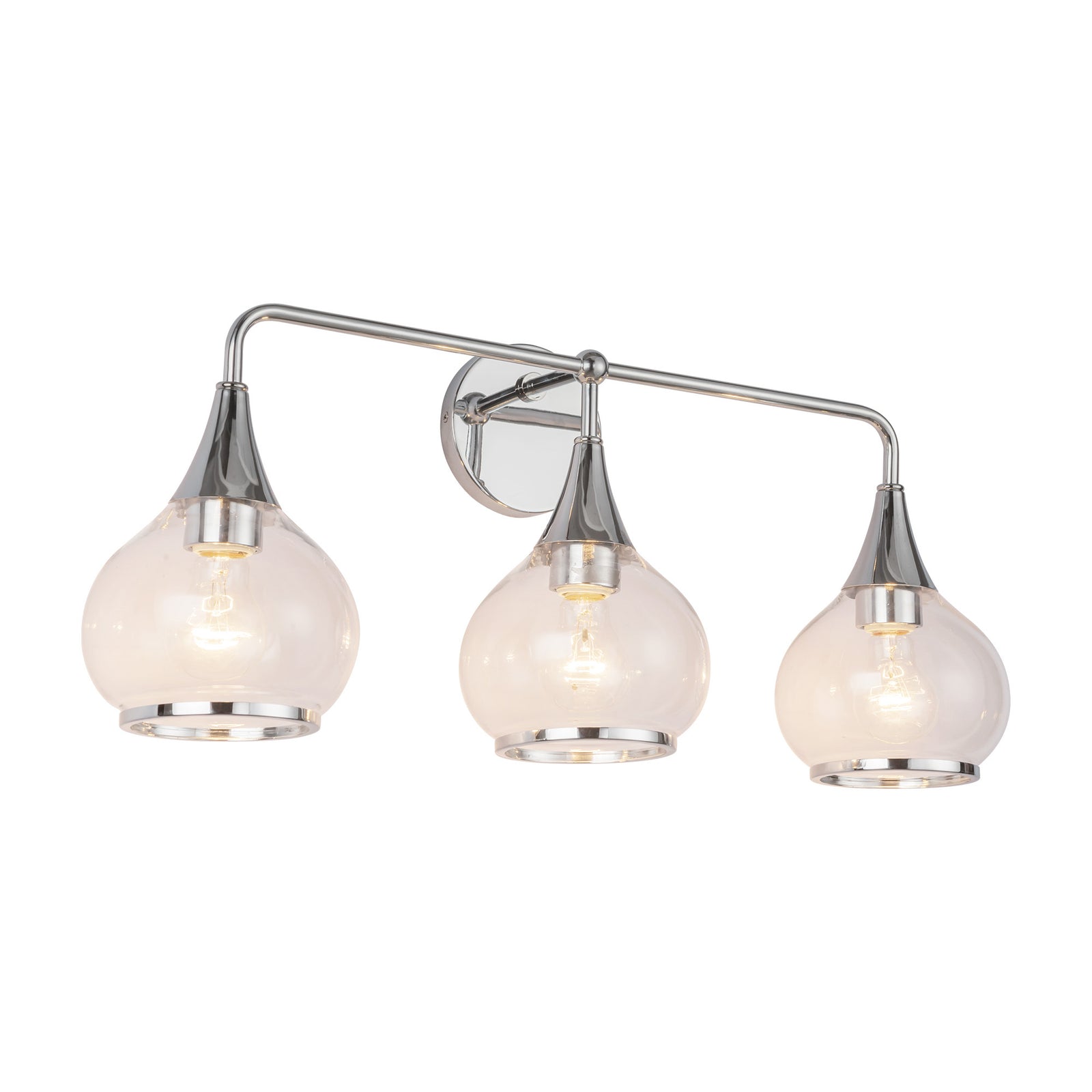 Hazel 26-in Chrome/Clear Glass 3 Lights Vanity