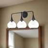 Hazel 26-in Clear Glass/Matte Black 3 Lights Vanity