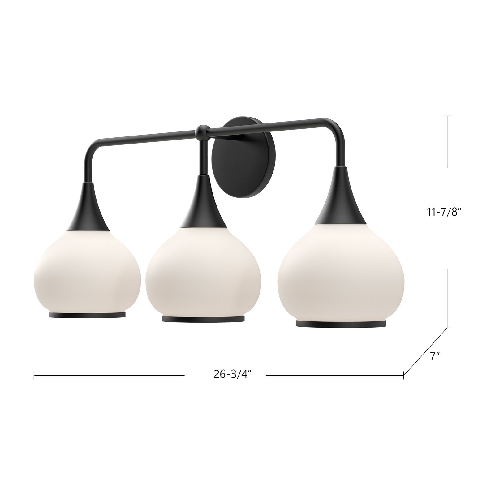 Hazel 26-in Chrome/Opal Matte Glass 3 Lights Vanity