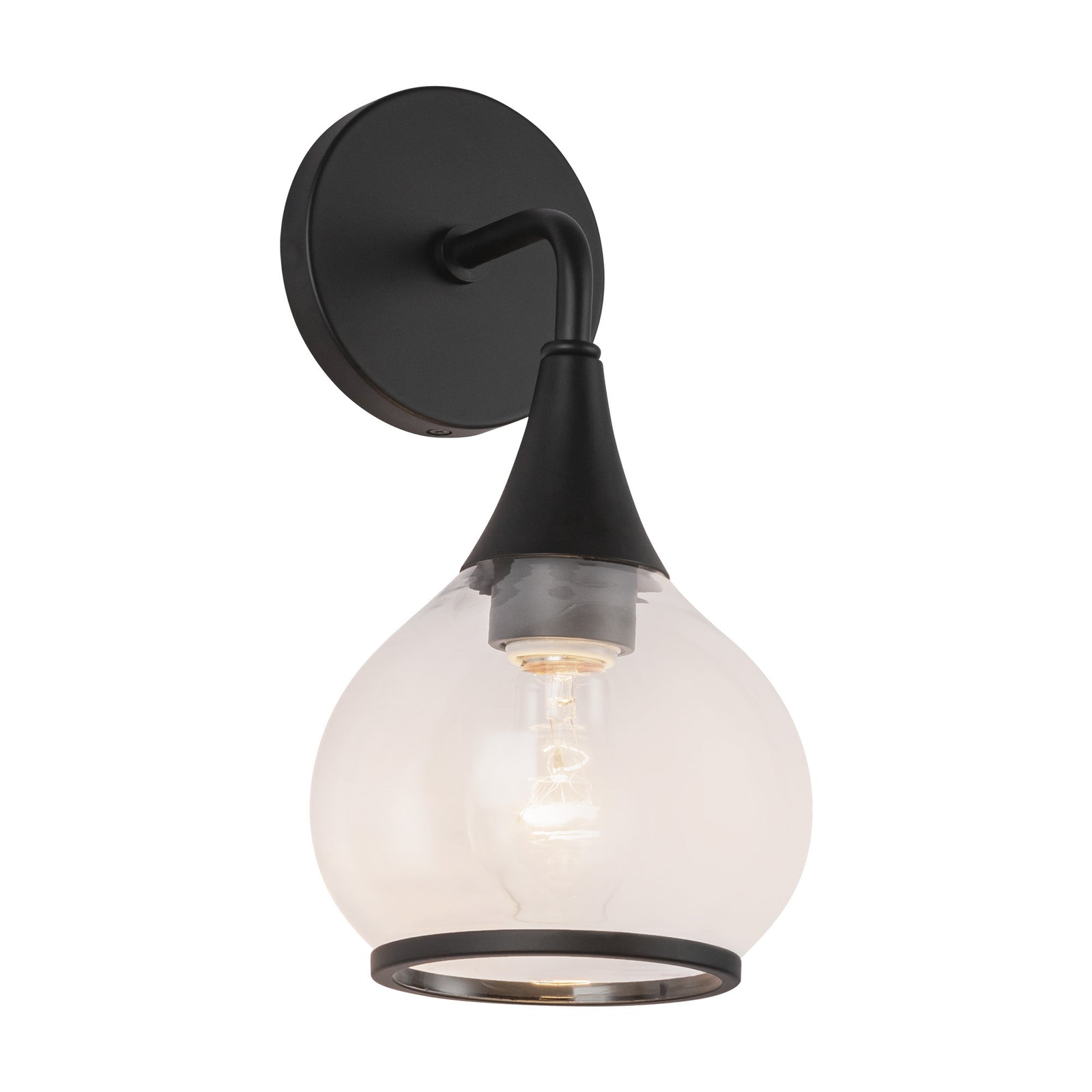 Hazel 6-in Clear Glass/Matte Black 1 Light Wall/Vanity