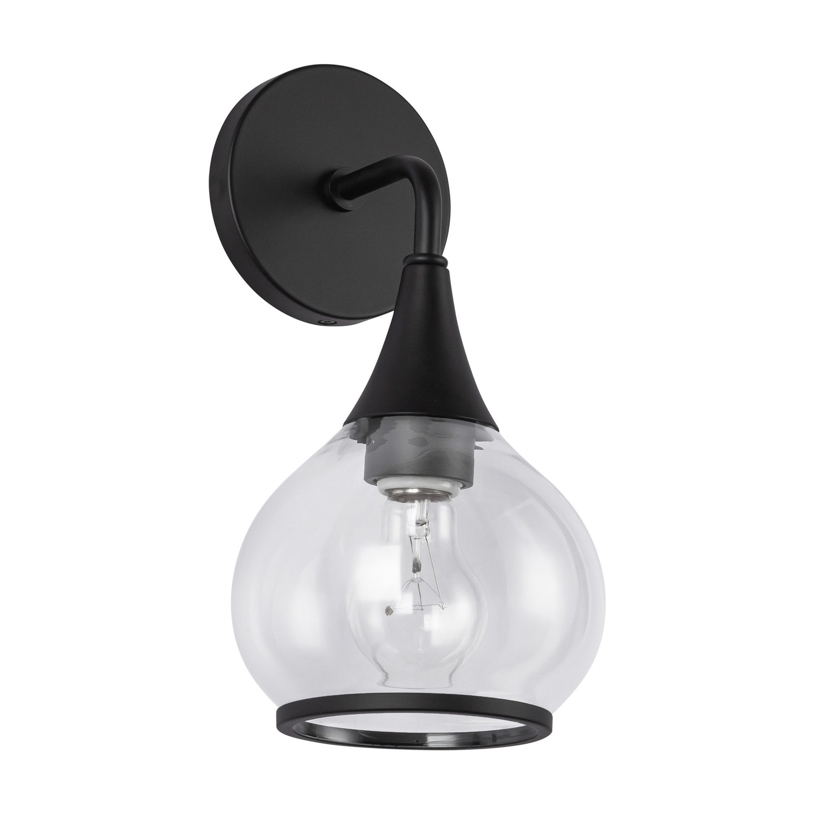 Hazel 6-in Clear Glass/Matte Black 1 Light Wall/Vanity