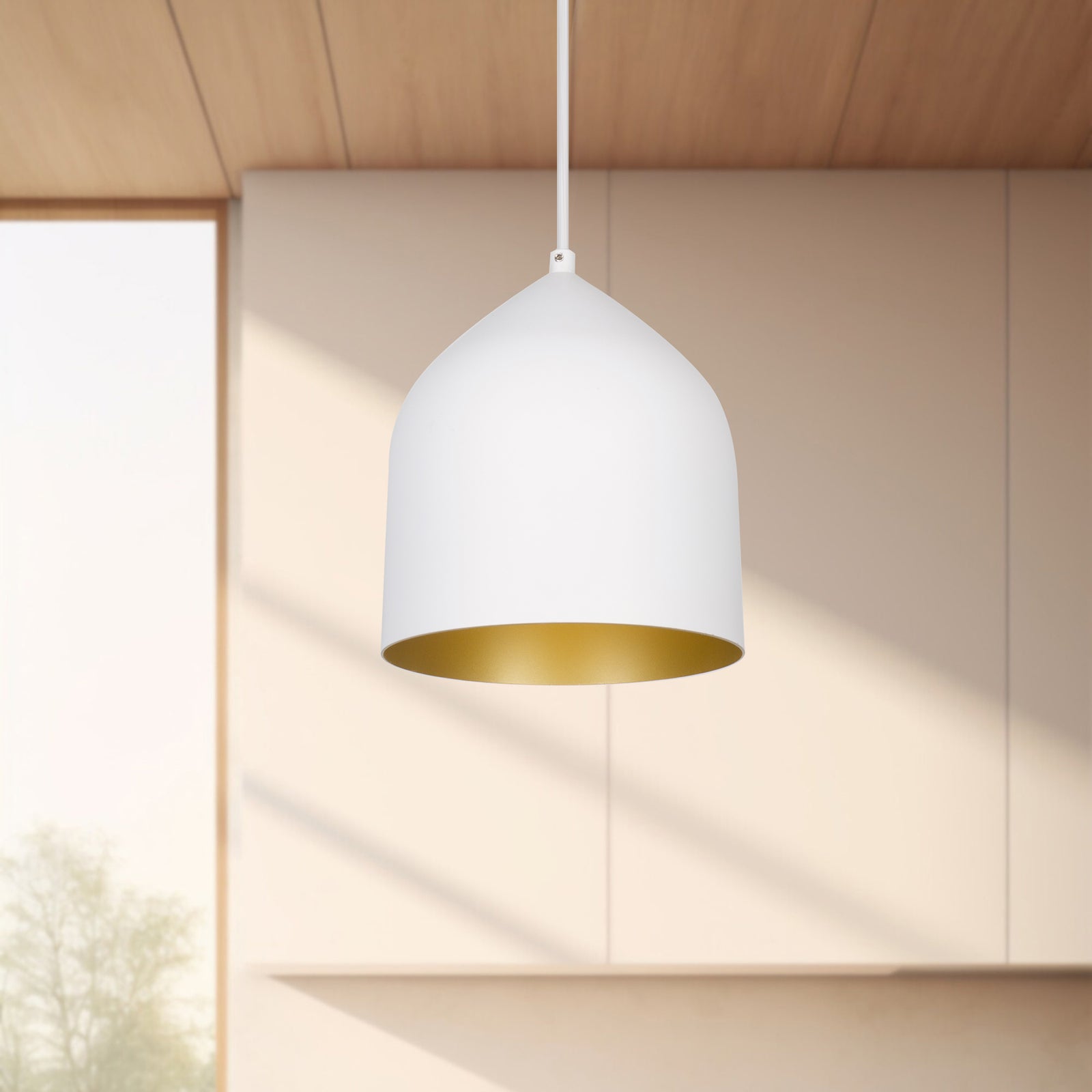 Helena 8-in White/Gold 1 Light Pendant