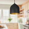 Helena 8-in Black/Gold LED Pendant