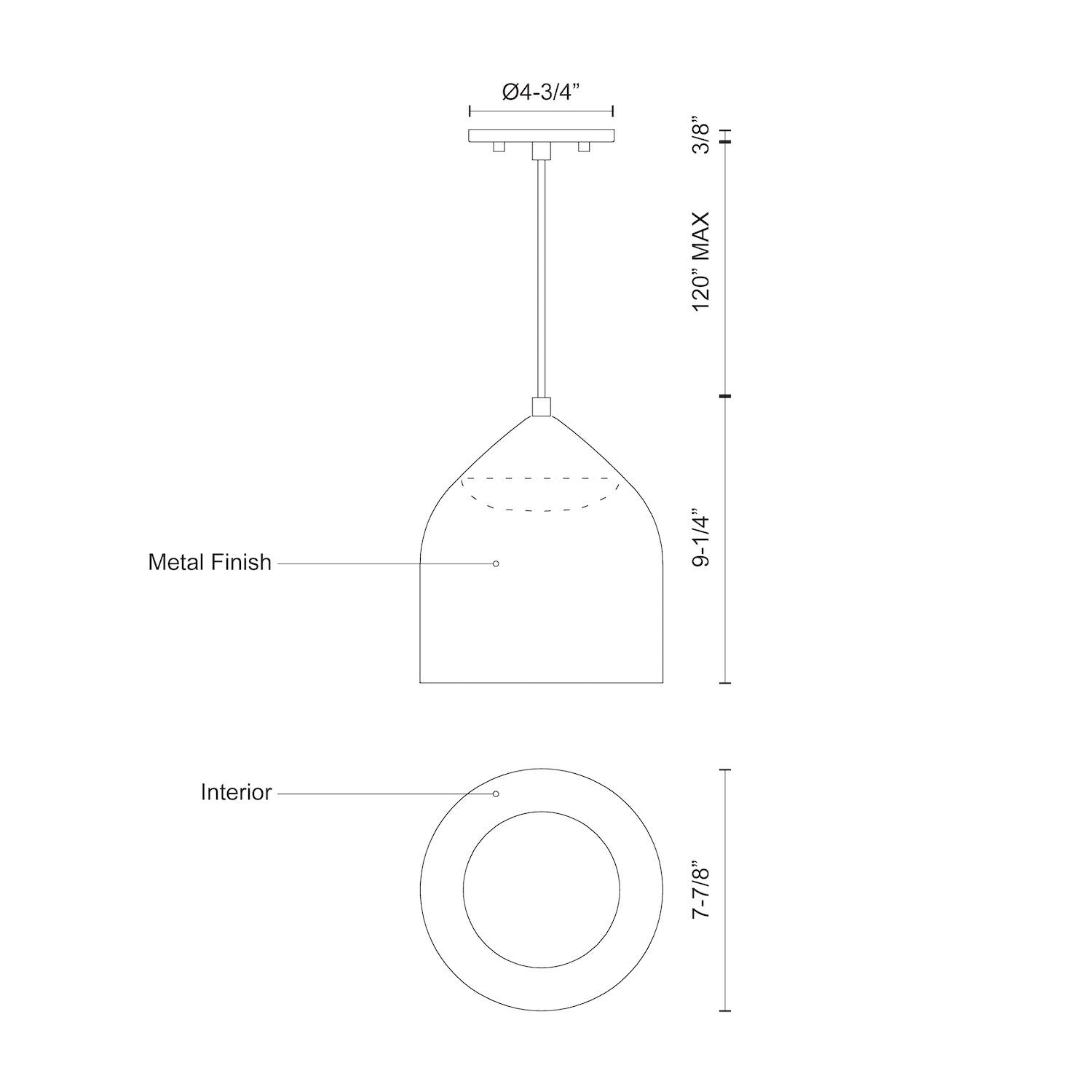 Helena 8-in Black/Black LED Pendant