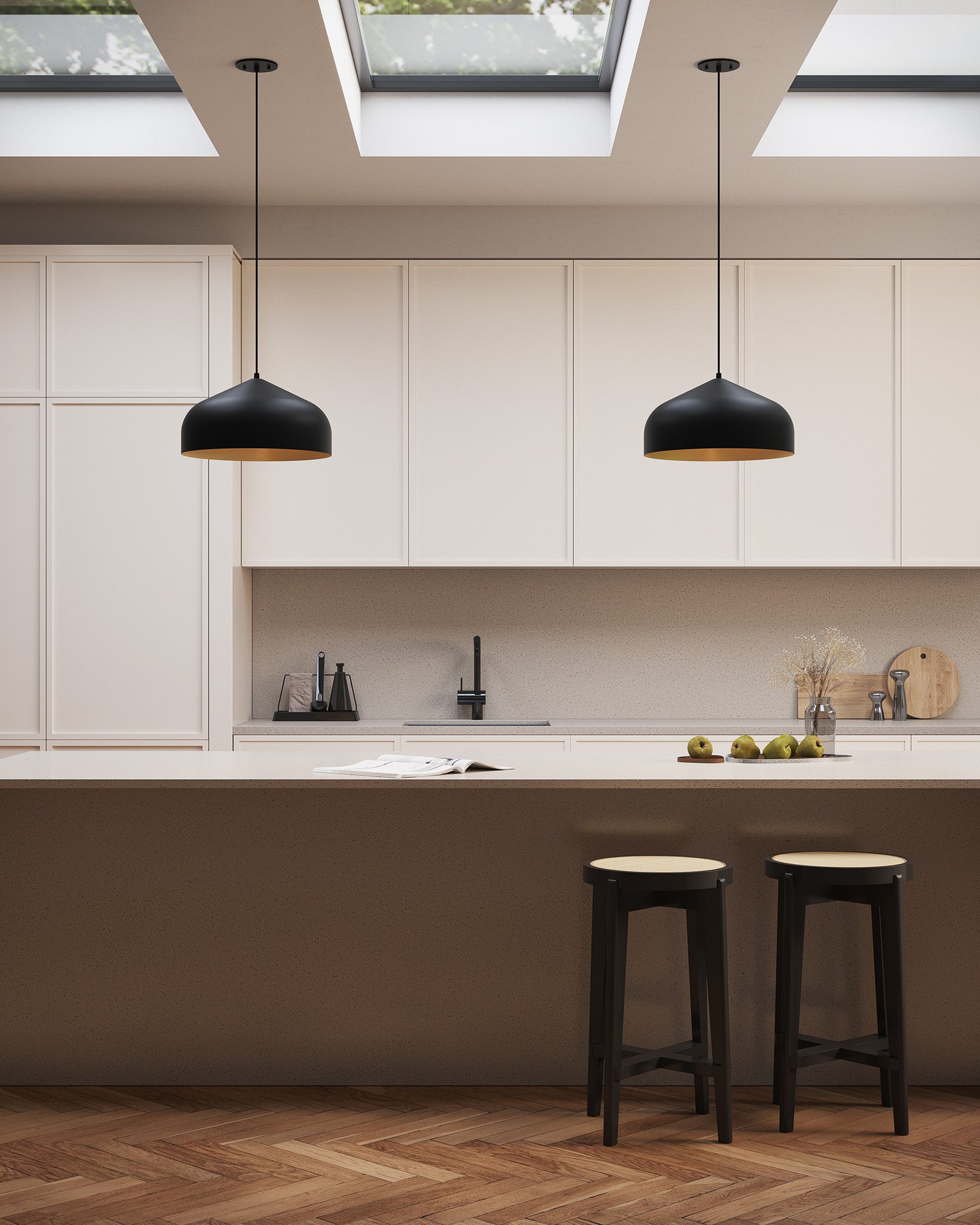 Helena 17-in Black/Gold LED Pendant