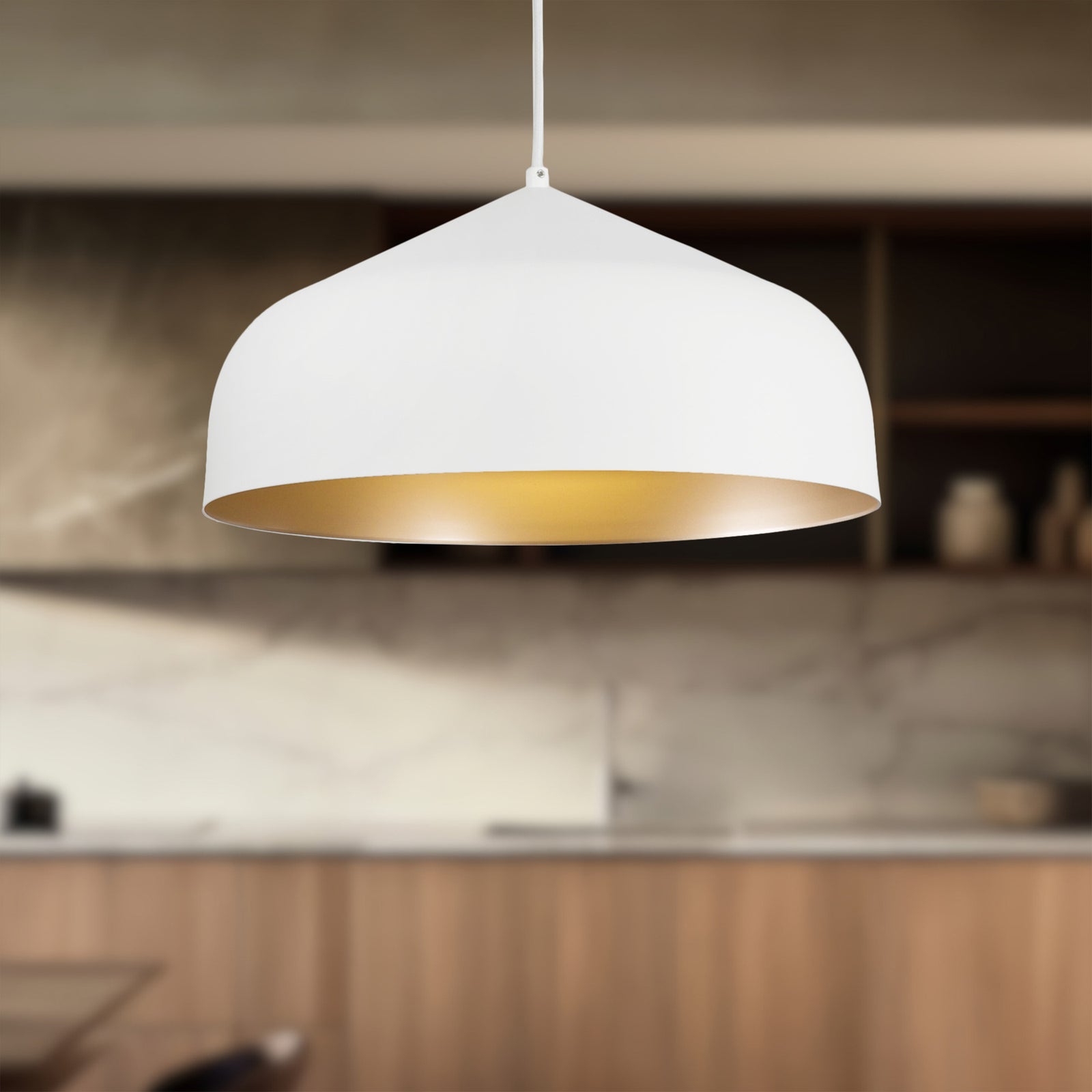 Helena 17-in White/Gold LED Pendant