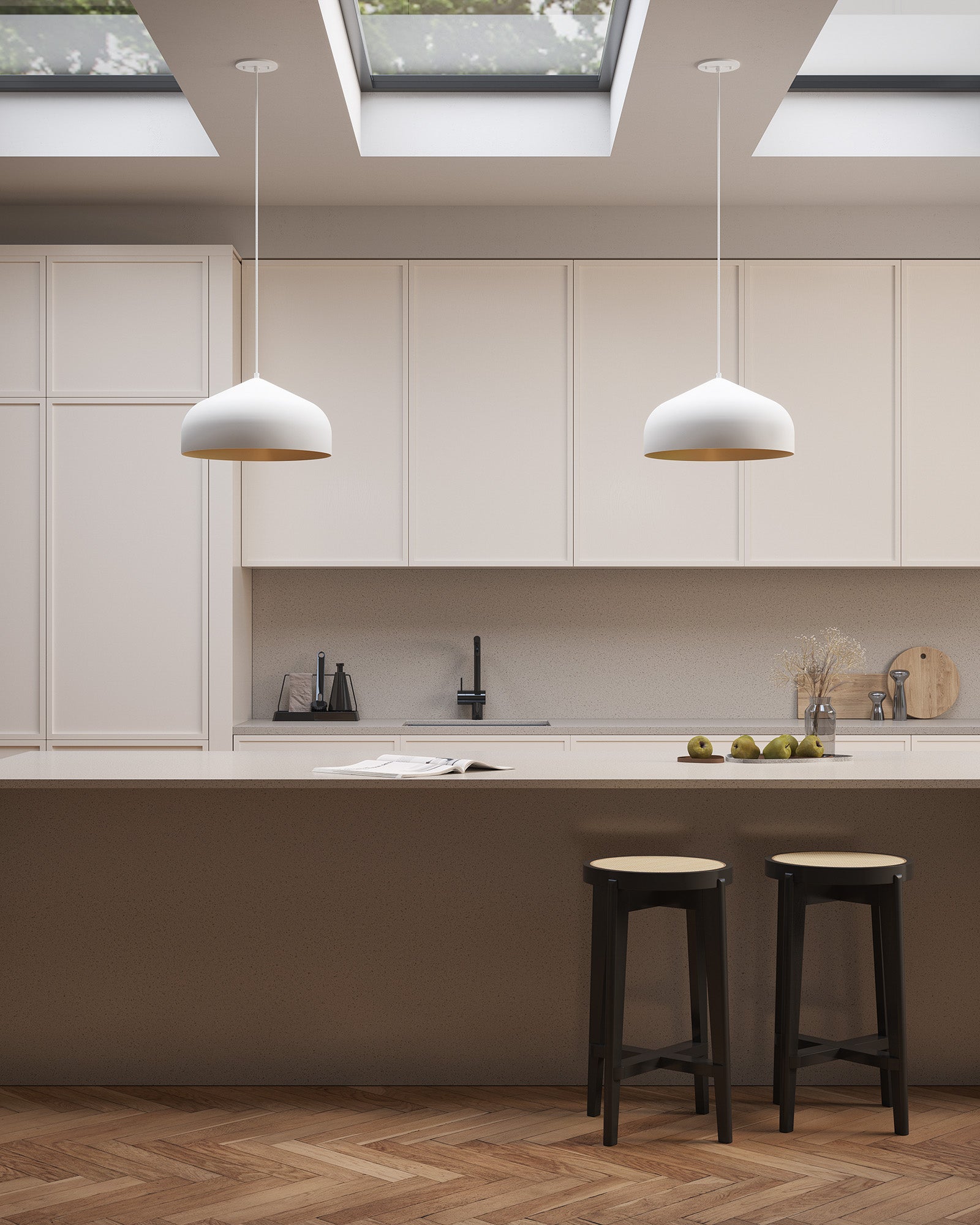 Helena 17-in White/Gold LED Pendant