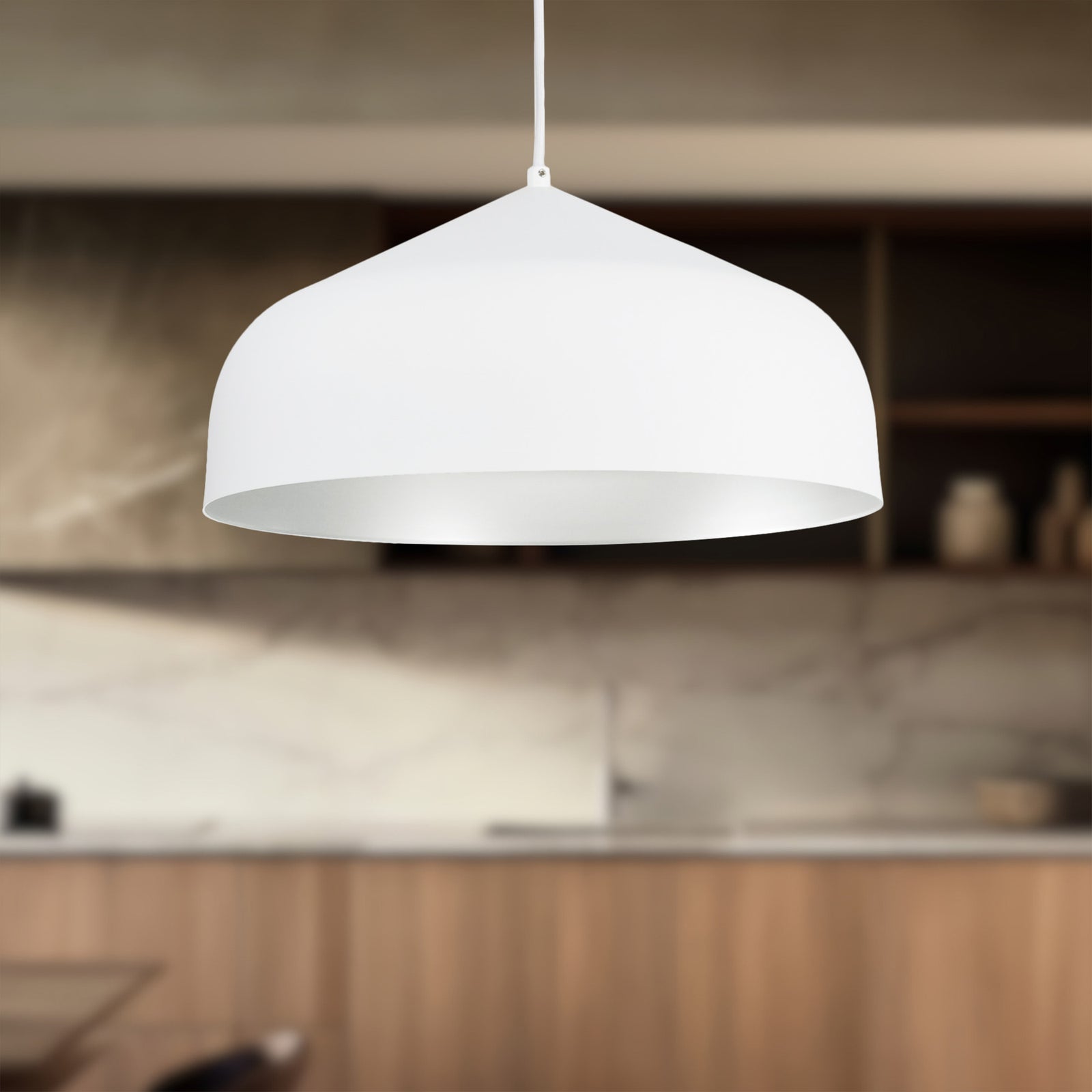 Helena 17-in White/Silver LED Pendant