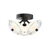 Hera 12-in Matte Black/Clear Ribbed Glass LED Flush Mount