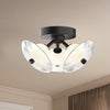 Hera 12-in Matte Black/Clear Ribbed Glass LED Flush Mount