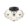 Hera 16-in Matte Black/Clear Ribbed Glass LED Flush Mount