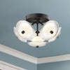 Hera 16-in Matte Black/Clear Ribbed Glass LED Flush Mount