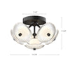 Hera 16-in Matte Black/Clear Ribbed Glass LED Flush Mount
