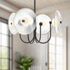Hera 21-in Matte Black/Clear Ribbed Glass LED Pendant