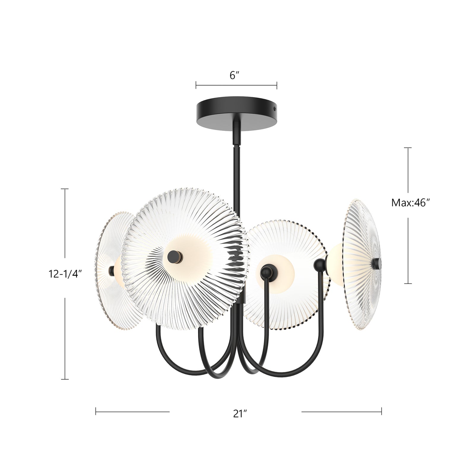 Hera 21-in Brushed Gold/Clear Ribbed Glass LED Pendant