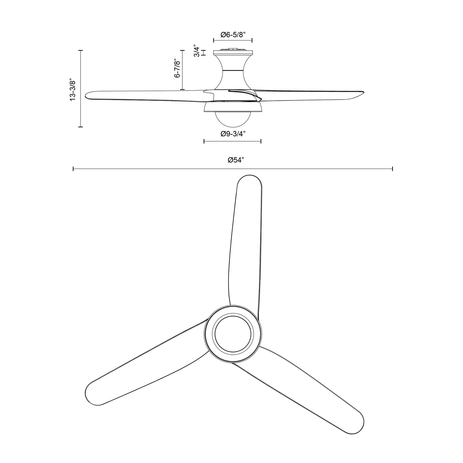 Rubio-H 54-in Matte Black LED Fans