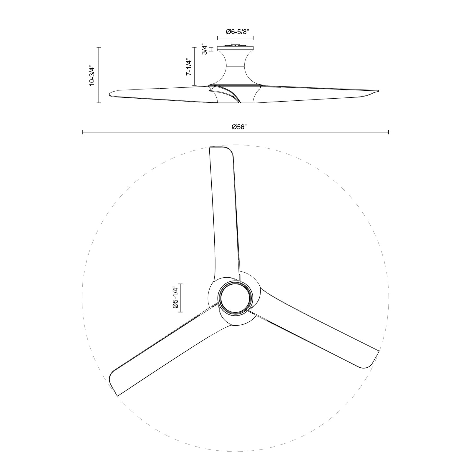 Emiko-H 56-in Matte Black LED Fans
