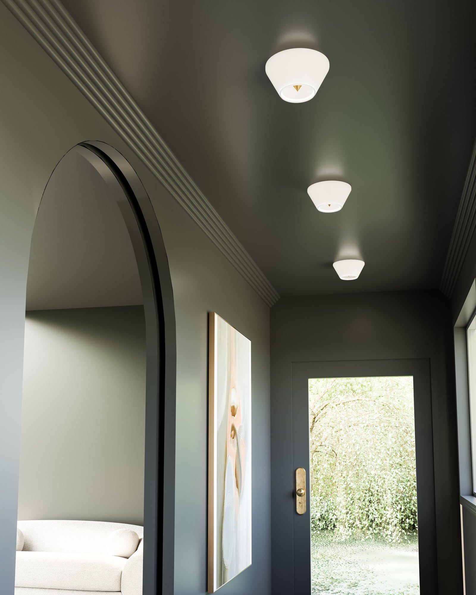 Holt 10-in Brushed Gold/Glossy Opal Glass LED Flush Mount