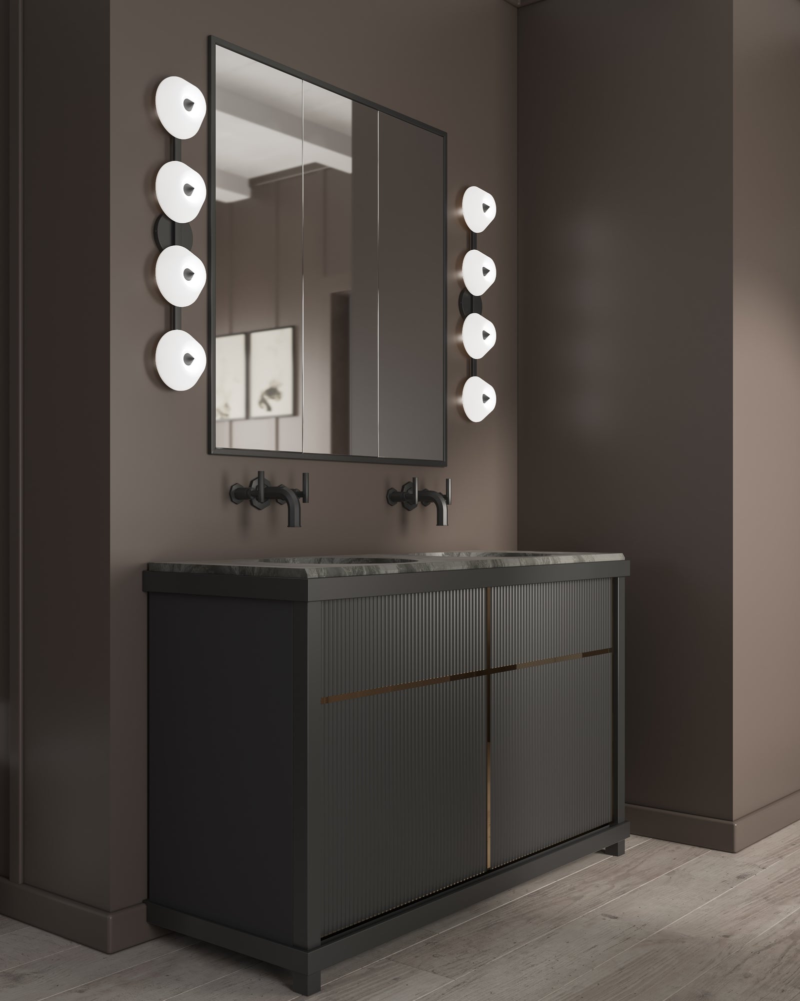 Holt 30-in Black/Glossy Opal Glass LED Vanity