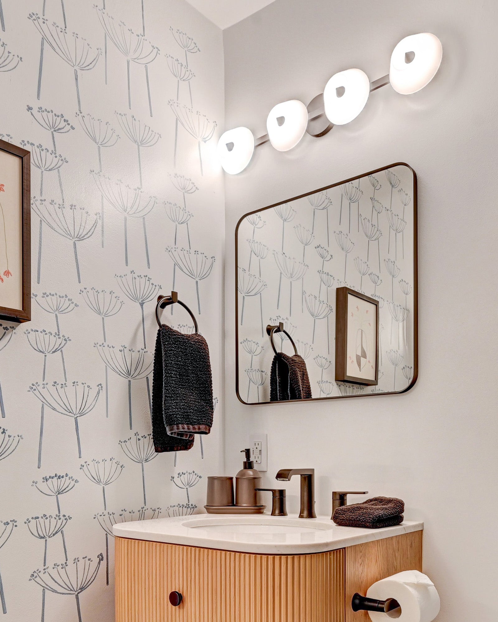 Holt 30-in Black/Glossy Opal Glass LED Vanity