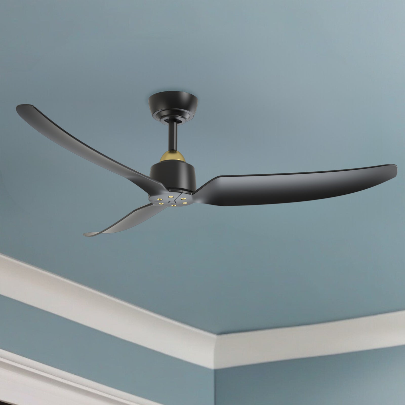 Hugo 52-in Brushed Gold/Matte Black FAN Ceiling Fan