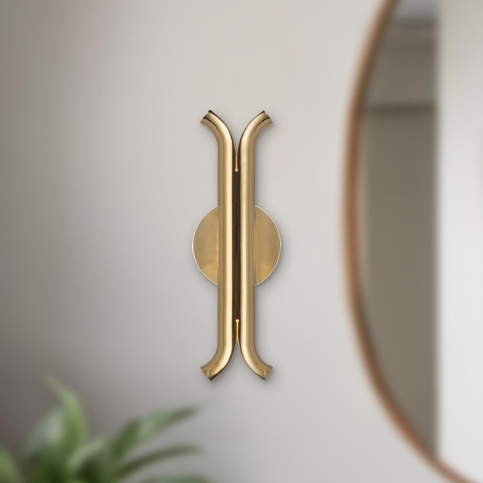 Husk 14-in Metallic Brass LED Wall Sconce