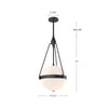 Harmony 14-in Matte Black/Glossy Opal Glass 3 Lights Pendant