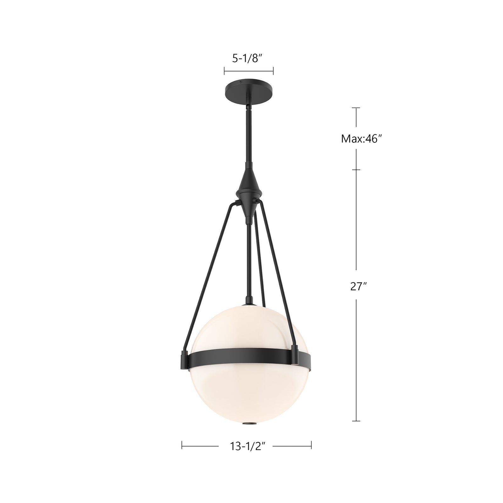Harmony 14-in Matte Black/Glossy Opal Glass 3 Lights Pendant