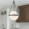 Harmony 18-in Matte Black/Glossy Opal Glass 4 Lights Pendant