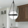 Harmony 18-in Matte Black/Clear Water Glass 4 Lights Pendant