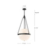 Harmony 18-in Matte Black/Glossy Opal Glass 4 Lights Pendant