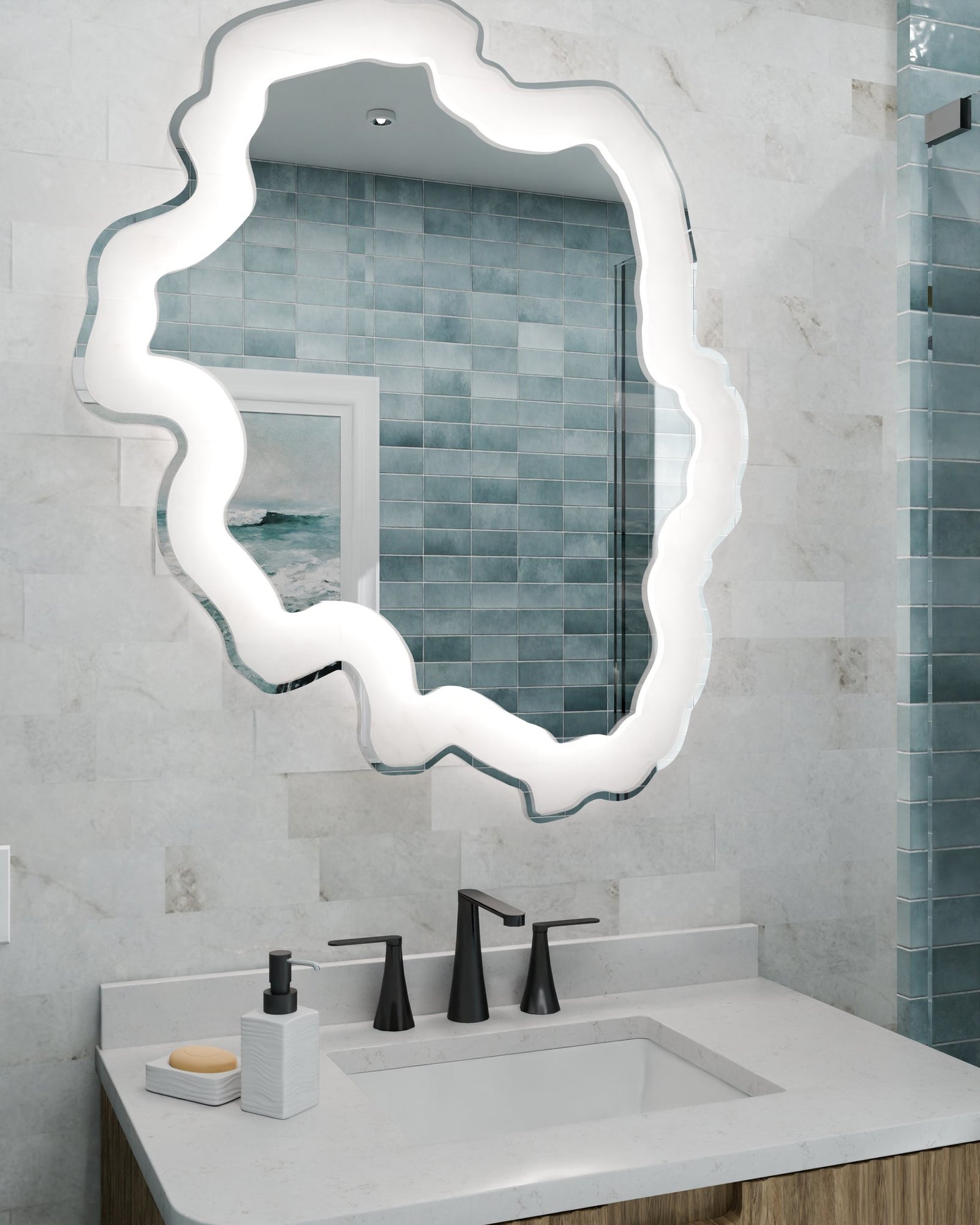 Isola™ 36 x 42 x 1.63 Organic LED Lighted Mirror — View 2