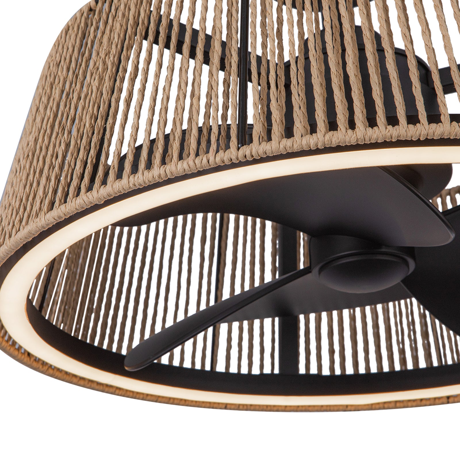 Isla 24-in Matte Black/Braided Rope FAN + LED Ceiling Fan