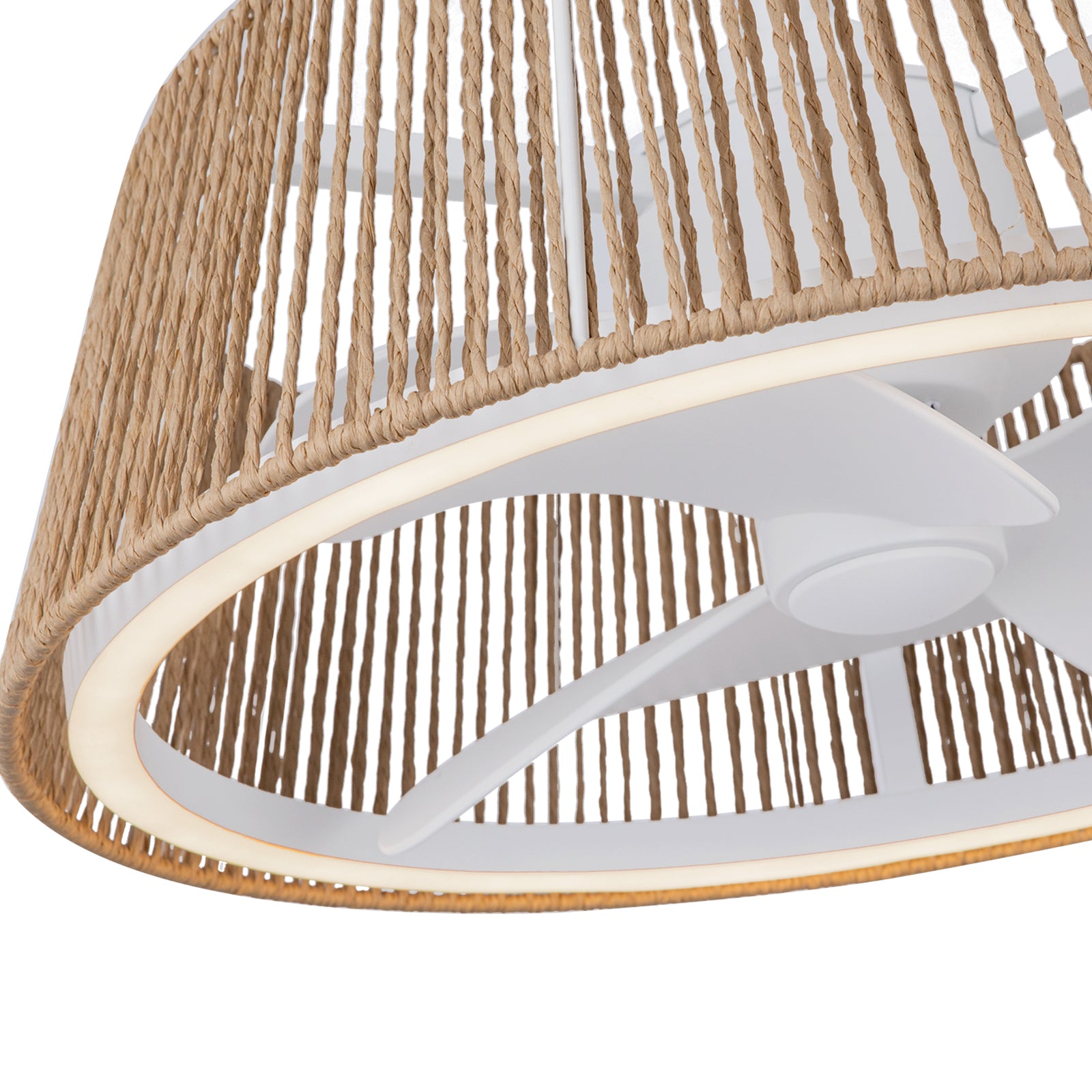 Isla 24-in White/Braided Rope FAN + LED Ceiling Fan
