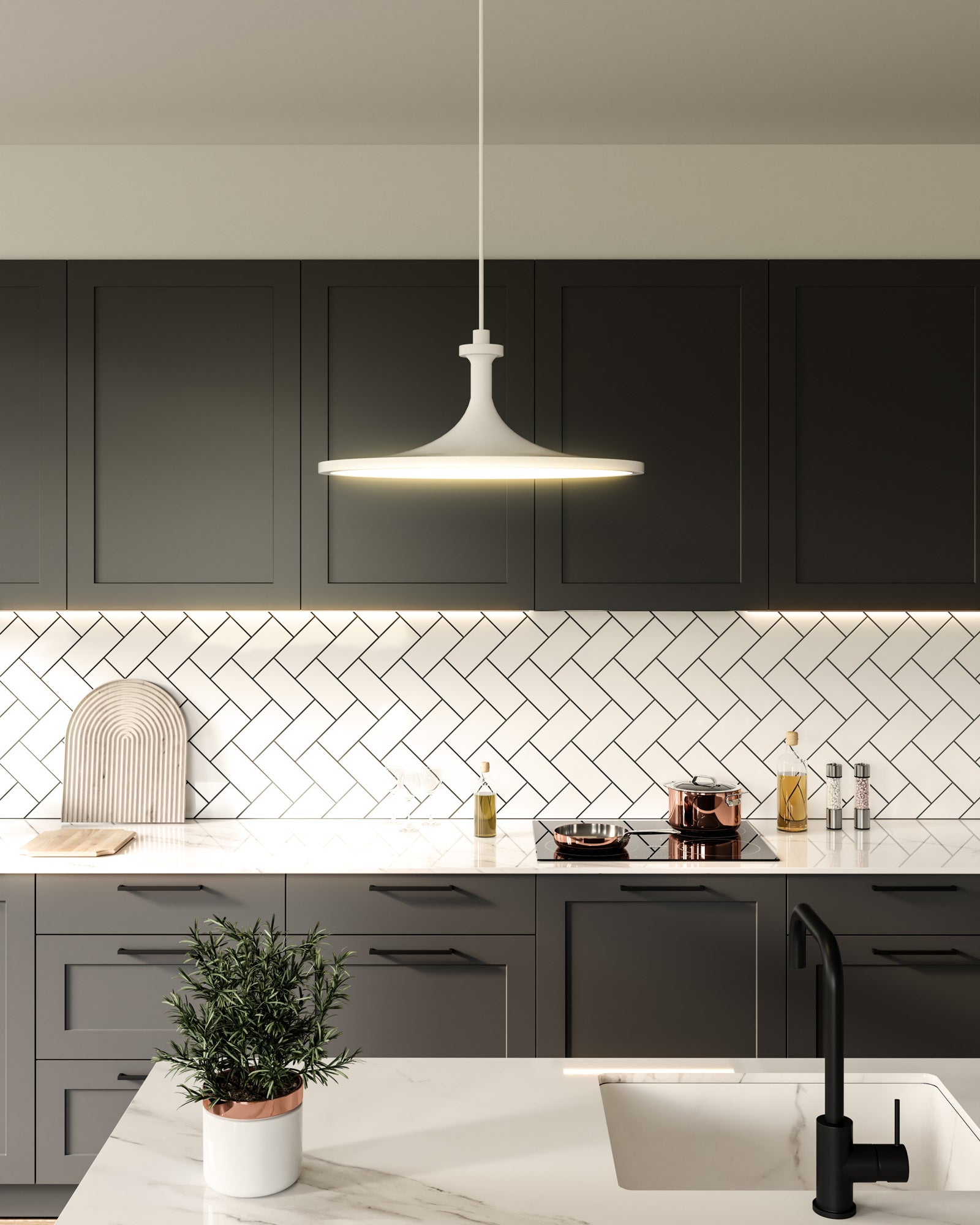 Issa 12-in White LED Pendant