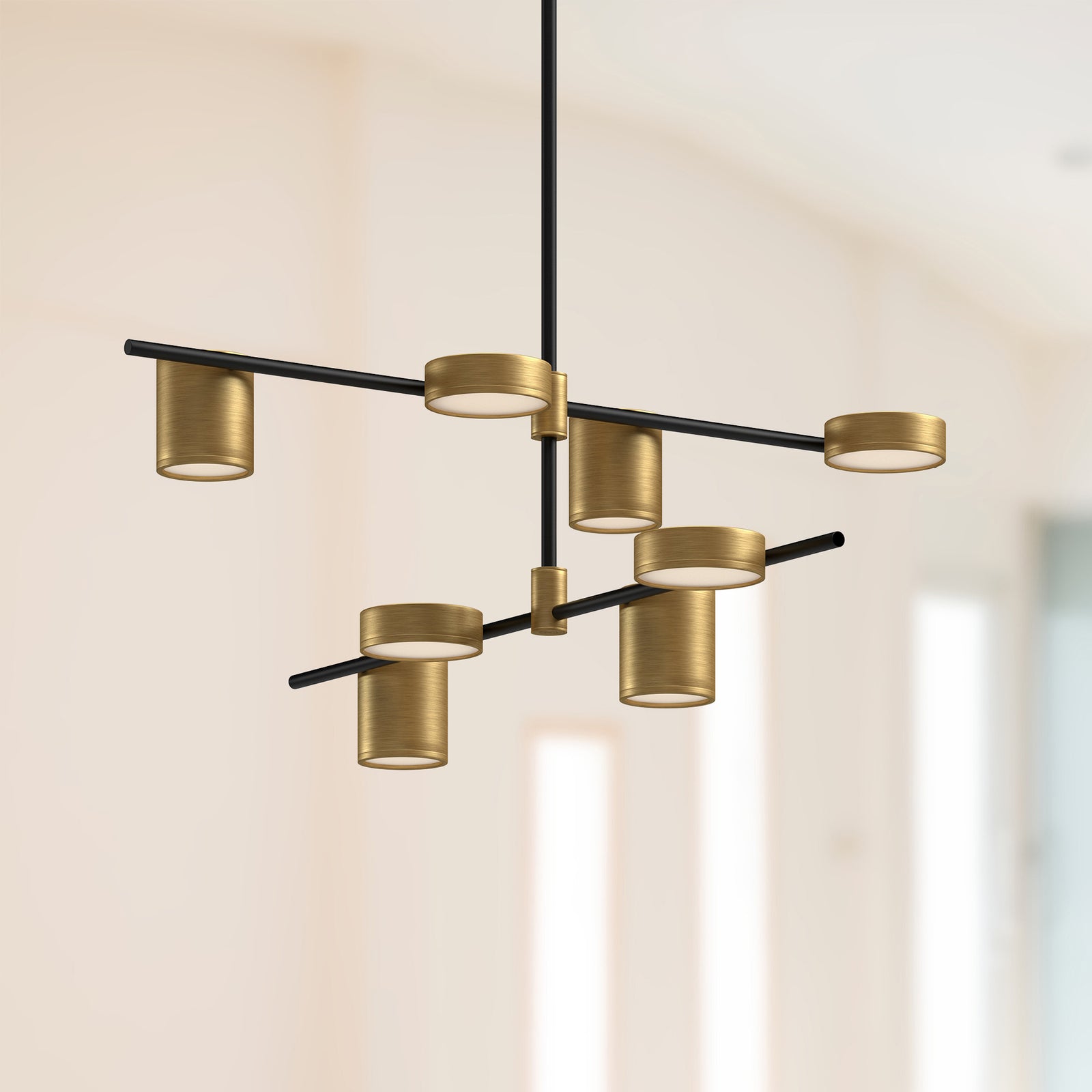 Jayden 40-in Black/Brushed Gold LED Chandeliers