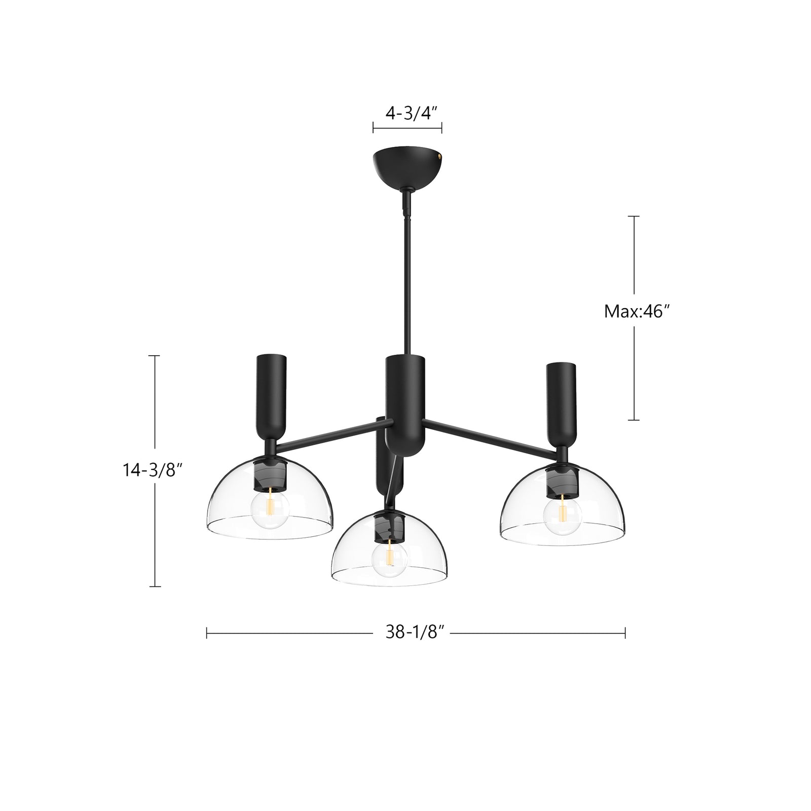 Jude 38-in Brushed Gold/Clear Glass 3 Lights Chandeliers