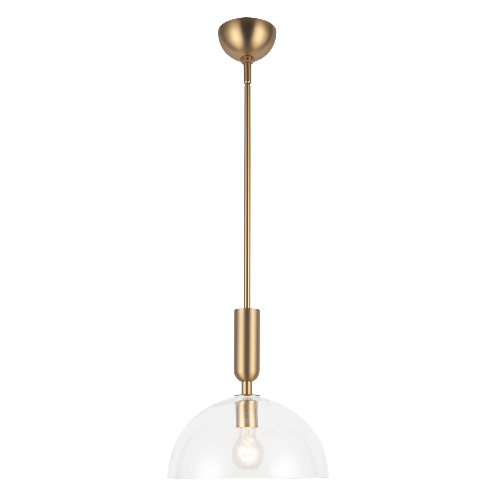 Jude 12-in Brushed Gold/Clear Glass 1 Light Pendant