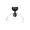 Jude 12-in Clear Glass/Matte Black 1 Light Semi Flush Mount