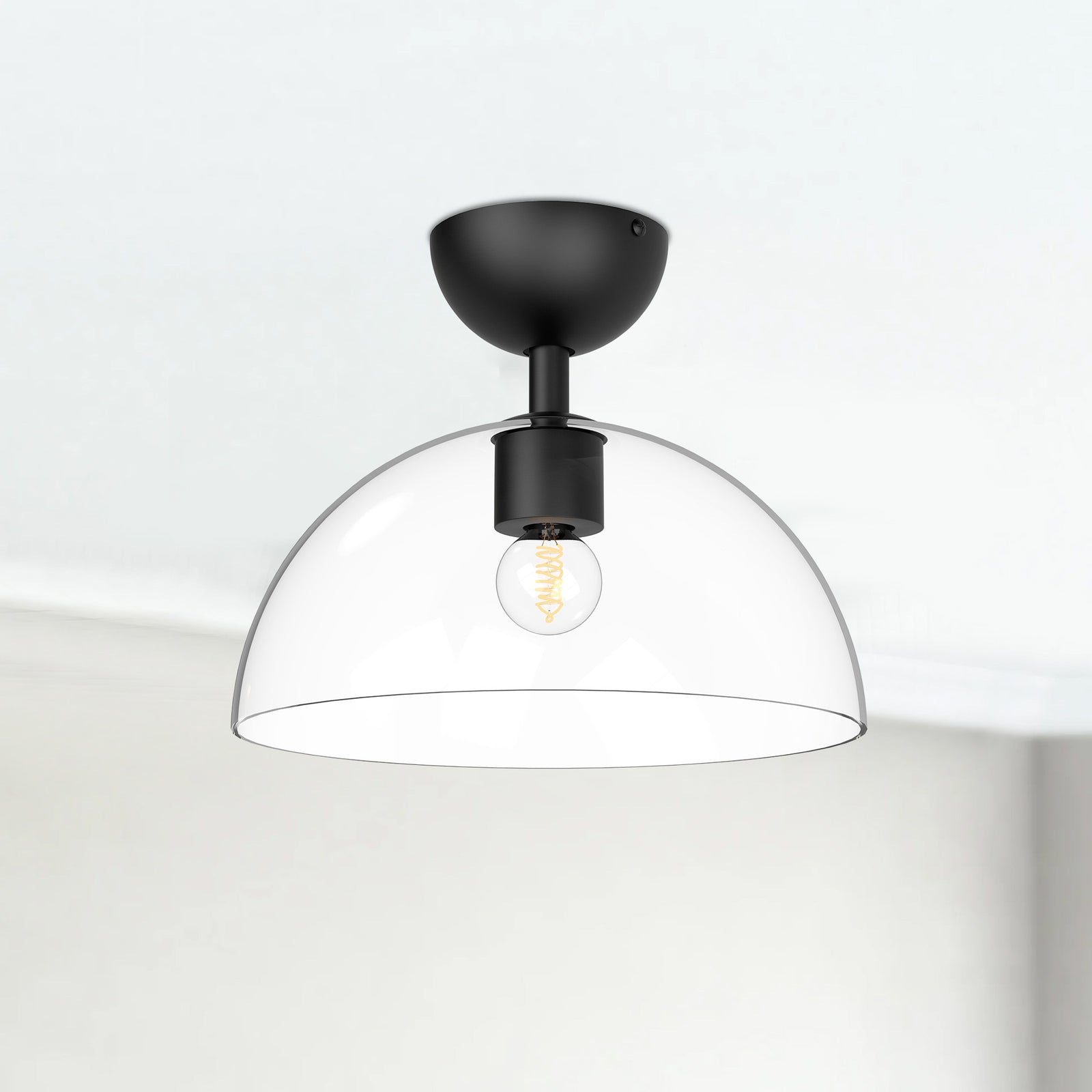 Jude 12-in Clear Glass/Matte Black 1 Light Semi Flush Mount