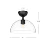 Jude 12-in Brushed Gold/Clear Glass 1 Light Semi Flush Mount
