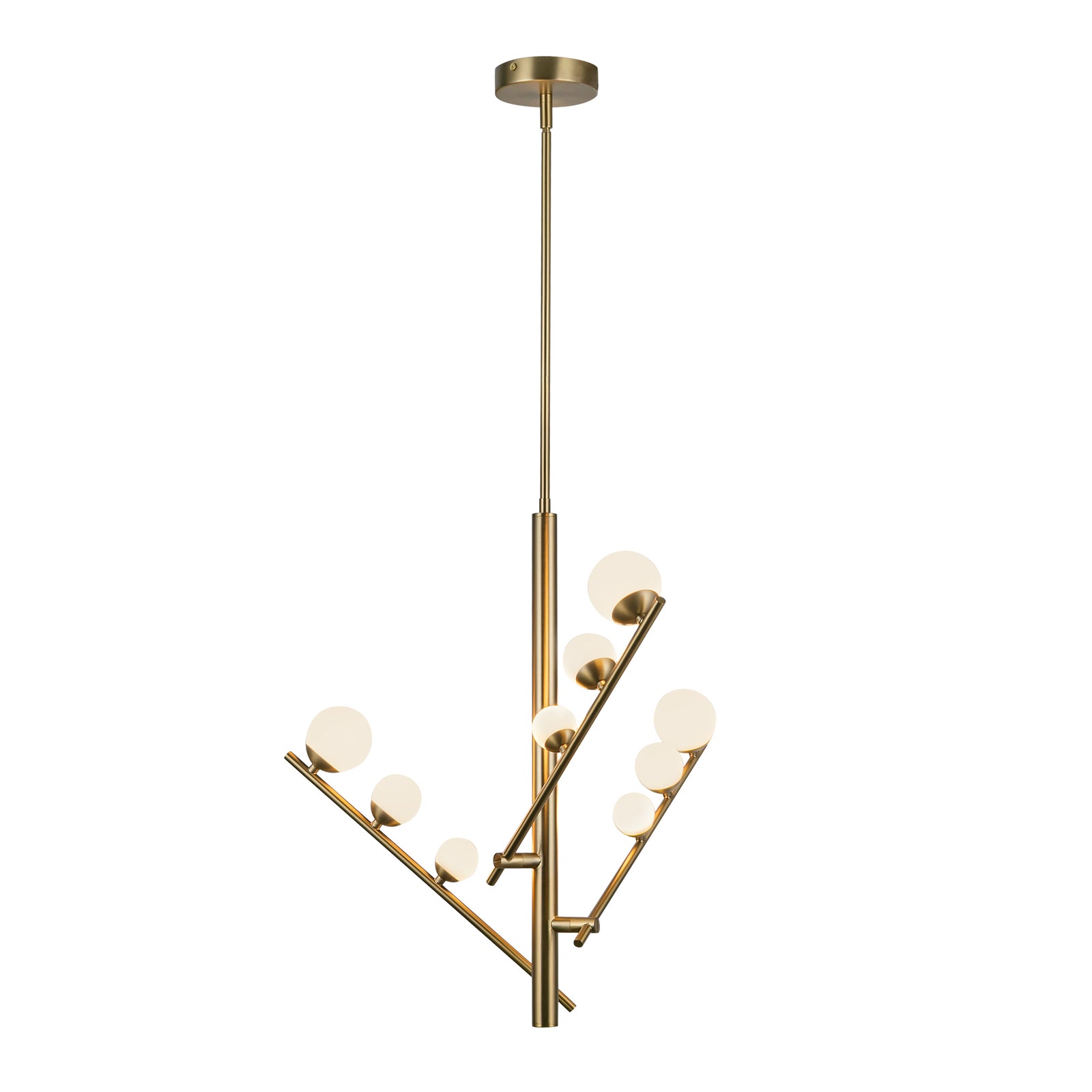 Cypress 19-in Brushed Gold/Opal Glass LED Chandelier