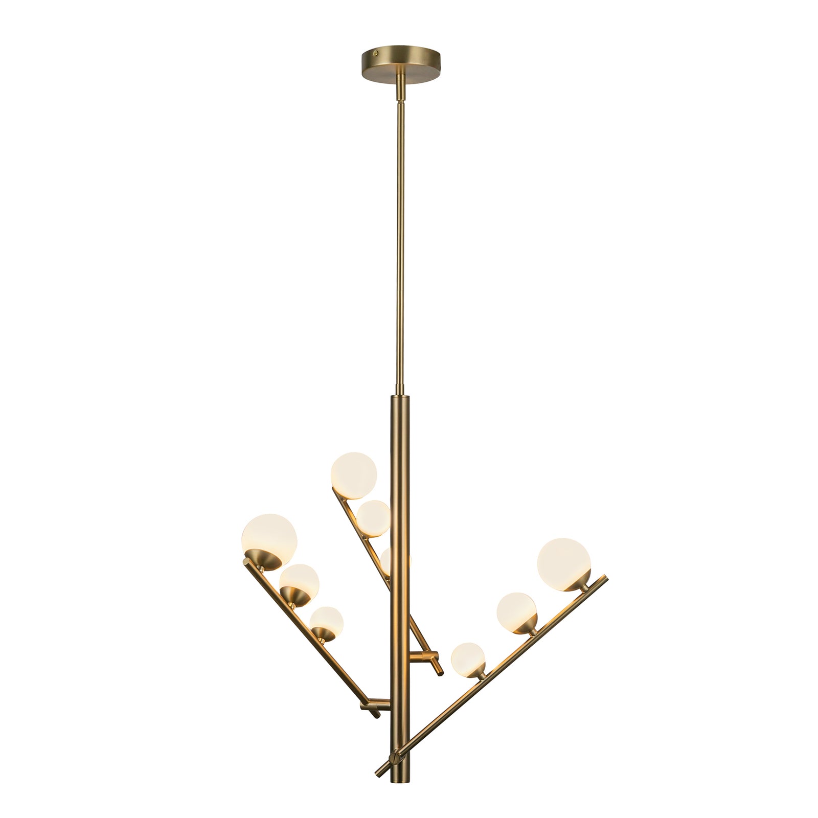 Cypress 19-in Brushed Gold/Opal Glass LED Chandelier