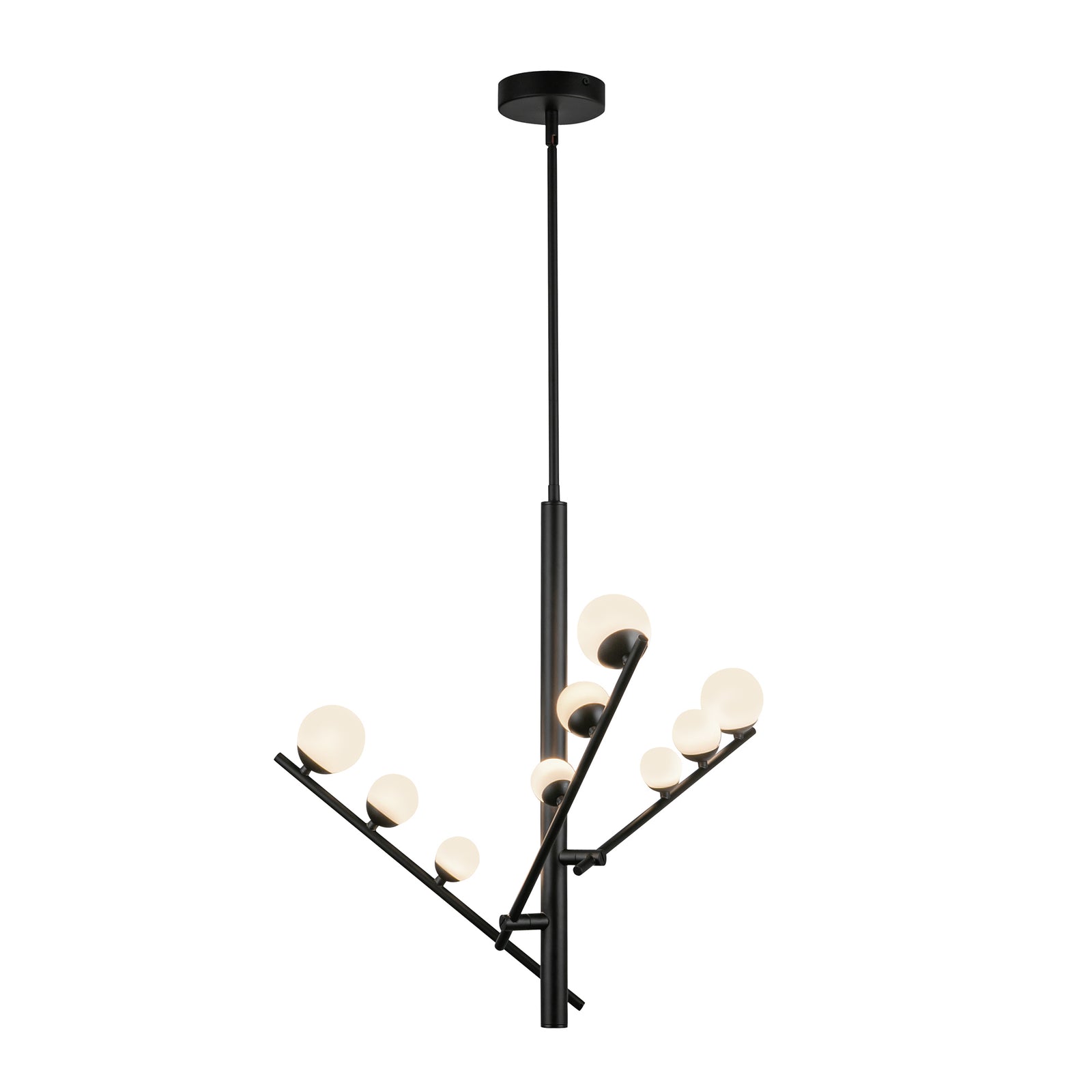 Cypress 19-in Black/Opal Glass LED Chandelier