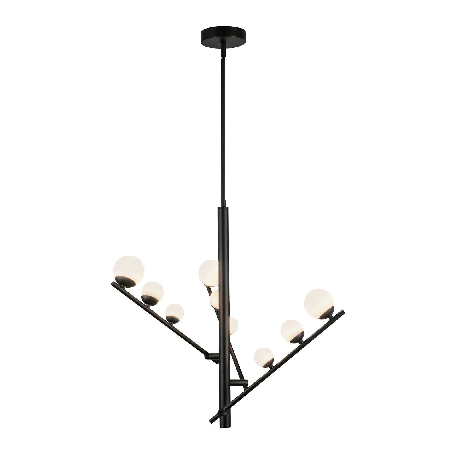 Cypress 19-in Black/Opal Glass LED Chandelier
