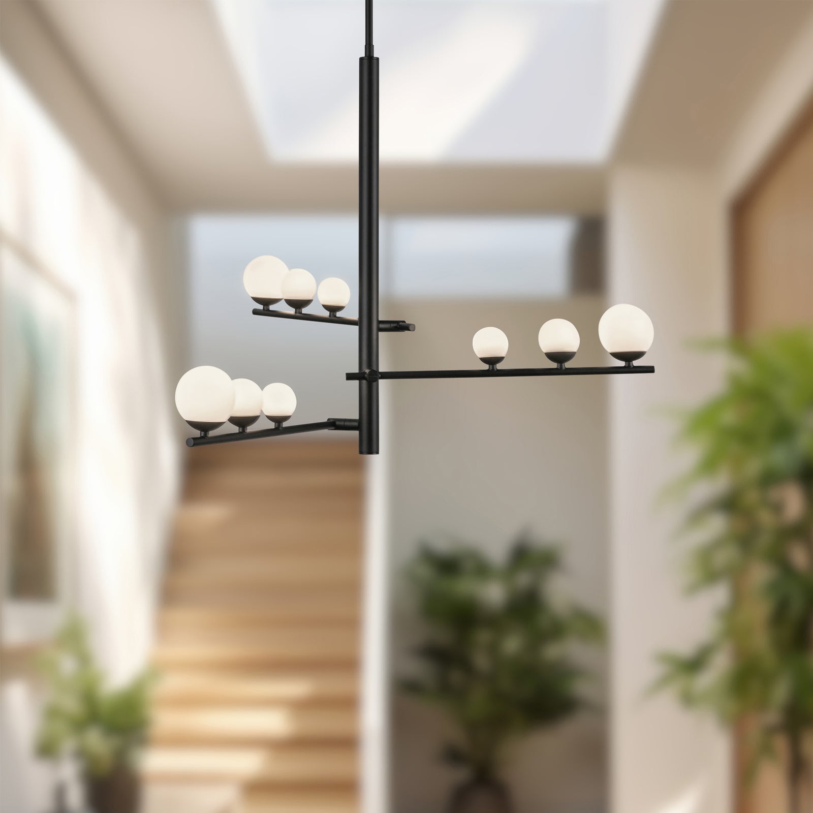Cypress 19-in Black/Opal Glass LED Chandelier