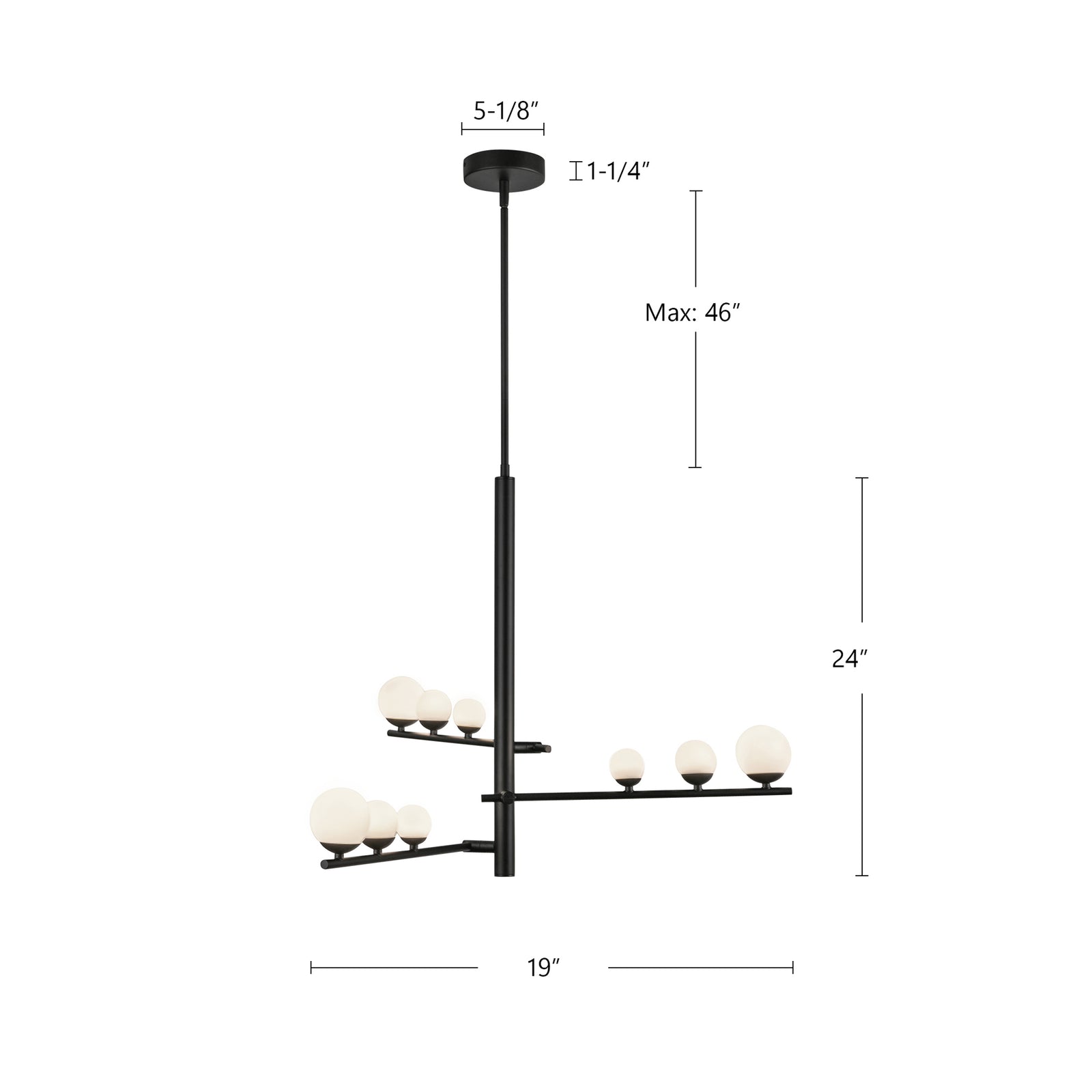 Cypress 19-in Black/Opal Glass LED Chandelier