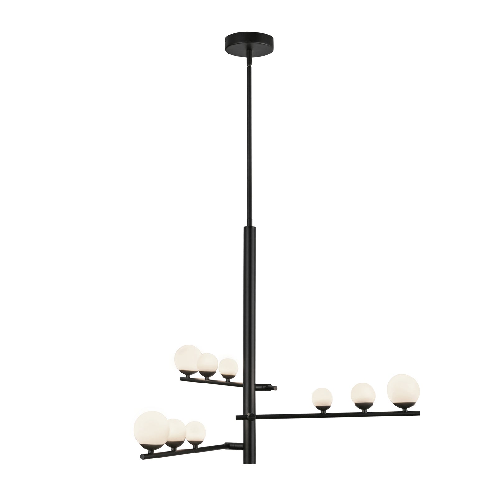 Cypress 19-in Black/Opal Glass LED Chandelier